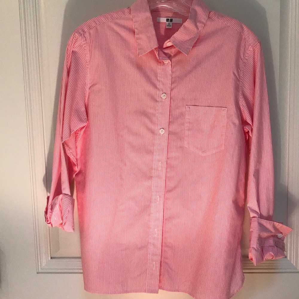 Uniqlo pink striped blouse!
